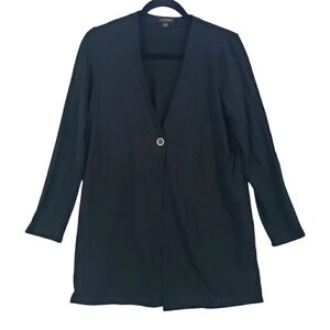 J JILL Wearever Collection Black Single Button Cardigan Sz Small Petite Stretch